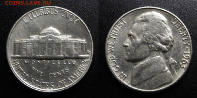 США – 5 центов (1963 D) ДО 13.02 (22.00) - США – 5 центов (1963 D)