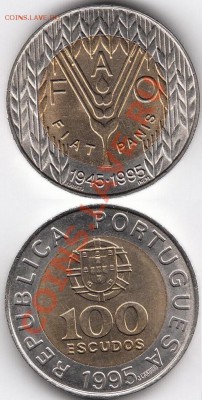 БИМЕТАЛЛ Португалия 100 эск. 1995 до 22.08.2011 в 23:00 МСК - IMG