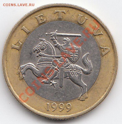 Биметалл Литва 2 лита 1999 г до 22.08.2011 в 18:00 МСК - БМ Литва