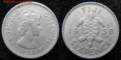 Брит Фиджи 6 пенсов 1958 до 18-02-20 в 22:00 - 5 68 Брит Фиджи 6 пенсов 1958   256
