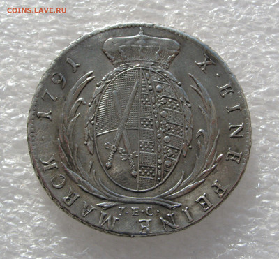 Курфюршество Саксония. Фридрих Август I. 1 ТАЛЕР 1791 года. - 1тлр1791 (3).JPG
