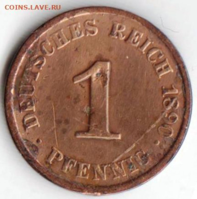 Германия 1 пфенниг 1890 г. J до 24.00 19.02.20 г. - 033 (8)