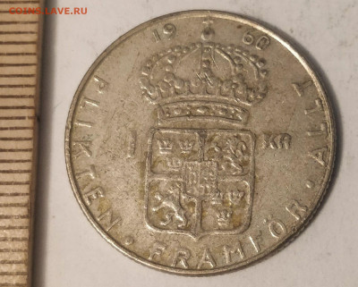 ШВЕЦИЯ 1 крона 1960 (король Густав VI Адольф) - Ag до 15.02 - 127656727 (1)