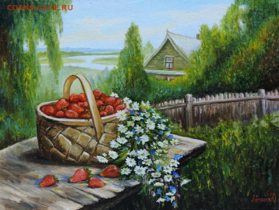 Картина холст масло Натюрморт с клубникой 40х30см - DSCN8134