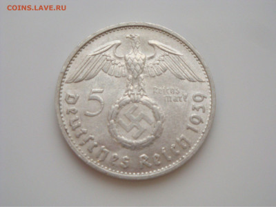 Третий Рейх, 5 Марок 1939 "B", Гинденбург свастика, до 15.02 - 158418221