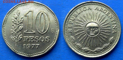 Аргентина - 10 песо 1977 года в блеске до 18.02 - Аргентина 10 песо, 1977