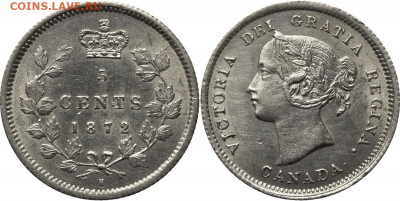 Канада. Монеты периода правления королевы Виктории 1858-1901 - 5-cents-1872