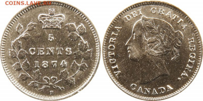 Канада. Монеты периода правления королевы Виктории 1858-1901 - 5-cents-1874