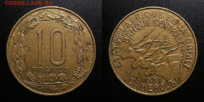 Камерун (Франц. Экват. Африка) – 10 франков (1961) до 16.02 - Камерун (Французская Экваториальная Африка) – 10 франков (1961) «Антилопы канны»