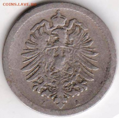 Германия 5 пфеннигов 1875 г. А до 24.00 22.02.20 г. - 001
