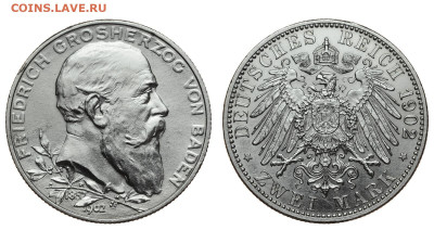 Баден. 2 марки 1902 г. 50 лет правл. Фридриха. До 19.02.20. - Р195.JPG