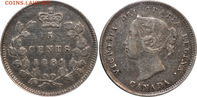 Канада. Монеты периода правления королевы Виктории 1858-1901 - 5-cents-1884