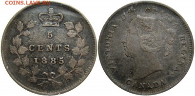 Канада. Монеты периода правления королевы Виктории 1858-1901 - 5-cents-1885-g