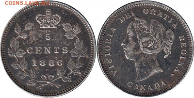 Канада. Монеты периода правления королевы Виктории 1858-1901 - 5-cents-1886