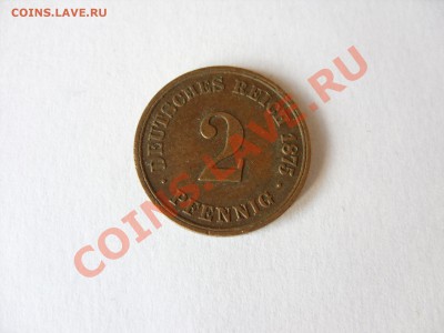 В АРХИВ. 1 пфенниг. 1900A. 2 пф 1875А. Германия. - 2 пфеннига 1875 А - 1