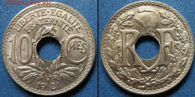 Франция 10 сантимов 1921 г До 19-02 в 22-00 МСК - сантим 1921г