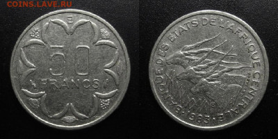 Центр. Африка – 50 франков (1983 Е (Е – Камерун)) до 19.02 ( - Центральная Африка – 50 франков (1983 Е (Е – Камерун)) «Антилопы канны»
