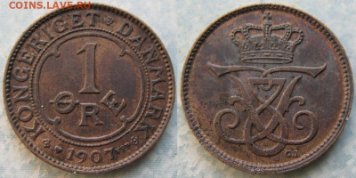 Дания 1 эре 1907  до 22-02-20 в 22:00 - Дания 1 эре 1907    195-к67-10621