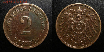 Германия – 2 пфеннига (1912 D) до 19.02 (22.00) - Германия – 2 пфеннига (1912 D)