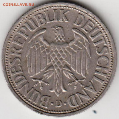 ФРГ 1 марка 1950 г. D  до 24.00 24.02.20 г. - 005