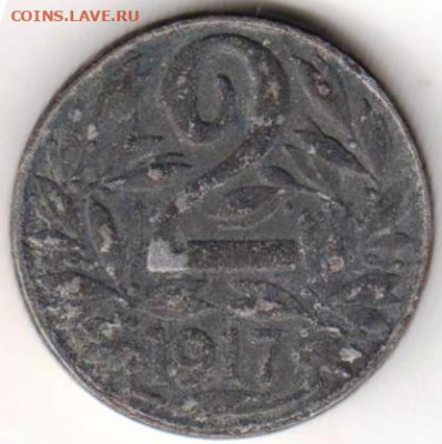 Австрия 2 геллера 1917 г. до 24.00 24.02.20 г. - 009