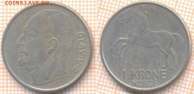 Норвегия 1 крона 1964 г., до 24.02.2020 г. 22.00 по Москве - Норвегия 1 крона 1964 7761