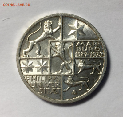 Веймарская республика 3 марки 1927 г. Марбург - F38F06C4-C260-4F45-AAD7-721232FA1ECD