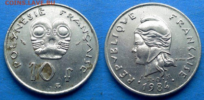Французская Полинезия - 10 франков 1984 года до 25.02 - Французская Полинезия 10 франков, 1984