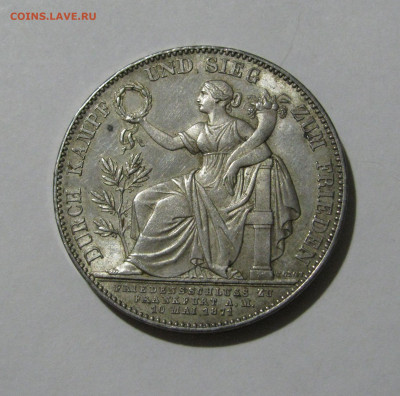 Бавария. Людвиг II. 1 ТАЛЕР 1871 года. Юбилейный. UNC. - бв1тлр1871 (4).JPG