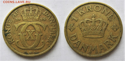 ДАНИЯ 1 крона 1929, ШВЕЦИЯ 5 эре 1923, НОРВЕГИЯ 5 эре 1939, - 042.JPG
