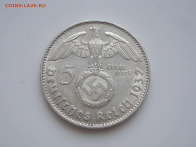 Третий Рейх, 5 Марок 1937 "J", Гинденбург свастика, до 22.02 - 157475310