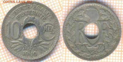 Франция 10 сантимов 1919 г., до 26.02.2020 г. 22.00 по Москв - Франция 10 сантимов 1919 7812