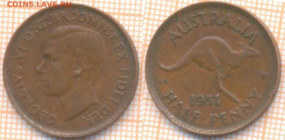Австралия полпенни 1961 г., до 28.02.2020 г. 22.00 по Москве - Австралия полпенни 1951 7844
