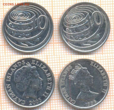 Каймановы острова 10 центов 1996, 2005 г., до 28.02.2020 г. - Каймановы острова 10 центов 2шт 7850