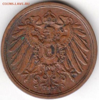 Германия 2 пфеннига 1915 г. А до 24.00 29.02.20 г. - 020