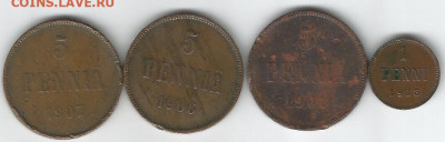 5 пенни-3шт(1901,06,07г), 1пенни-1913 до 29.02 - пенни-1