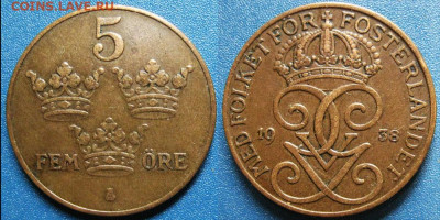 Швеция 5 оре 1938 год  До 26-02 в 22-00 МСК - швец