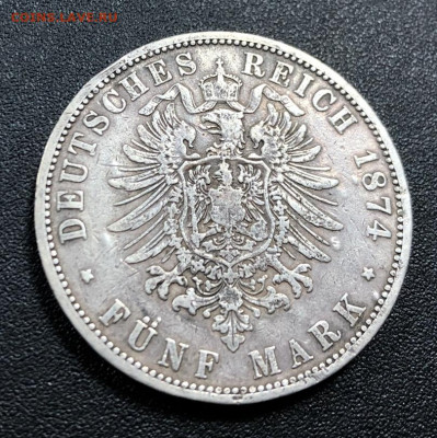 5 марок 1874 Германия - Вюртемберг с 200 руб. до 1.03.20 - image-24-02-20-01-03-7