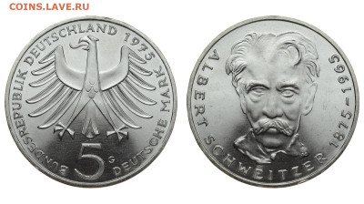 ФРГ. 5 марок 1975 г. Швейцер. До 26.02.20. - DSH_7173.JPG