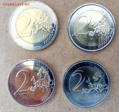 2 Евро 4 монеты Юбилейка до 27.02.20 22.00 - Литва, Италия, Словакия, Люксембург аверс