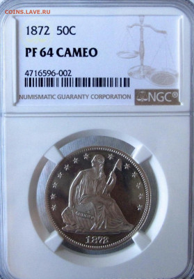50 Центов США Liberti Seated 1872 NGC PF 64 CAMEO - 2F760E8F-1D79-4621-B3AA-919A39F40B31