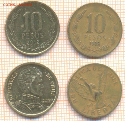 Чили 10 песо 1989,2012 г., до 02.03.2020 г. 22.00 по Москве - Чили 2 мон 7908