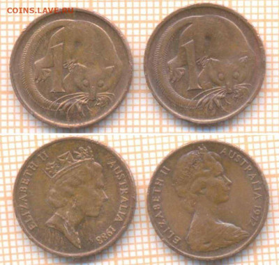 Австралия 1 цент 1972,1988 г., до 03.03.2020 г. 22.00 по Мос - Австралия 1 цент 1972 1988 7921