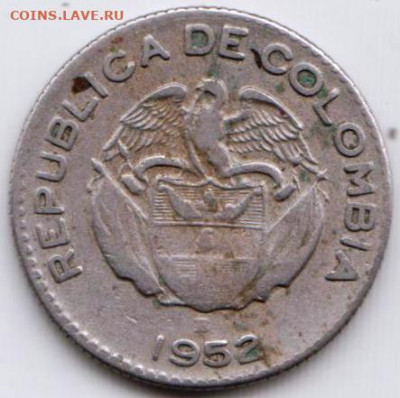 Колумбия 10 сентаво 1952 г. до 24.00 03.03.20 г. - 100