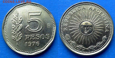 Аргентина - 5 песо 1976 года в блеске до 4.03 - Аргентина 5 песо, 1976