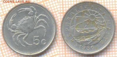 Мальта 5 центов 1986 г., до  05.03.2020 г. 22.00 по Москве - Мальта 5 центов 1986 7941