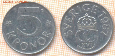 Швеция 5 крон 1987 г., до 05.03.2020 г. 22.00 по Москве - Швеция 5 крон 1987 7943