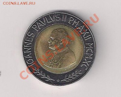 Ватикан 500 лир 1990 Иисус в UNC Биметалл до 27.08.11 - в500-2