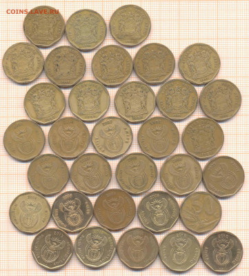 ЮАР 50 центов 1991-2013гг., фикс 15 руб - юар 50 центов фикс
