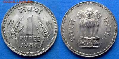 Индия - 1 рупия 1980 года (Бомбей) в блеске до 7.03 - Индия 1 рупия, 1980